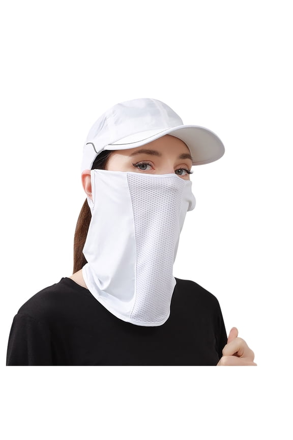Women Face Shield Multipurpose Protector Neck Gaiter Elastic Face Mask Bandana With Ear Loops Breathable Ice Silk BibWhiteFree Size