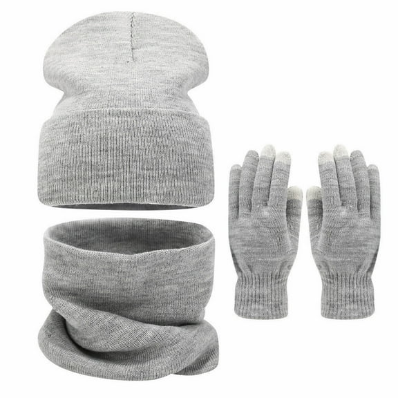Women Face Knit Set - Plush Beanie Scarf Gloves Combo, Solid Color Warm Stocking Stuffers, Winter Fashion Gifts For Teen Girls Christmas Christmas Gifts for Teens