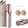 thumbnail image 1 of Women Facial Hair Removal Device Battery Operated with 2 Replacement Heads,Ladies Face Shaver for Peach Fuzz Upper Lip,Chin, Facial Hair Removal for Women, Rose Gold, 1 of 4