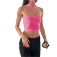 thumbnail image 1 of Women Fairycore Bandeau Summer Casual Strapless Off-shoulder Y2k Crop Tank Tops With Silk Scarf, 1 of 3