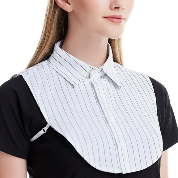 Women Fake Half Shirts Collar, Detachable Adjustable Stripe False Blouse Collar for Daily Wear 1Pc