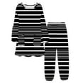 thumbnail image 1 of Women Fall 2 Piece Outfits New Women's Striped Pajama Set 2 Piece Fleece Pullover Tops and Pants Outfit Warm Loungewear Cozy Sleepwear Black 3XL, 1 of 5