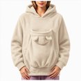 thumbnail image 1 of Women Fall And Winter Casual Solid Color Pet O Neck Pocket Sweatshirt Funny Pullover With Half Zipper Purr Pup Pet Pocket Hoodie, 1 of 9