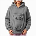 thumbnail image 1 of Women Fall And Winter Casual Solid Color Pet O Neck Pocket Sweatshirt Funny Pullover With Half Zipper Purr Pup Pet Pocket Hoodie, 1 of 9