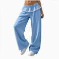 thumbnail image 1 of Women Fall And Winter Lace Trimmed Loose Casual Pants Solid Color Pocket Pants Sporty Gym Athletic Fit Jogger Pants M Sky Blue Womens Cargo, 1 of 6