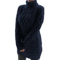thumbnail image 1 of Women Fall Cable Knit Chunky Long Sleeve Oversized Turtleneck Pullover Short Sweater Dresses, 1 of 4