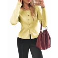 thumbnail image 1 of Women Fall Cardigan Sweaters Long Sleeve Button Up Ribbed Knit Tops Light Yellow S, 1 of 7