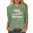 thumbnail image 1 of Women Fall Clothes Letter Print 3/4 Sleeve Round Neck Tees Tshirts Fall Tops Blouse for Casual Everyday Wear My Items, 1 of 6