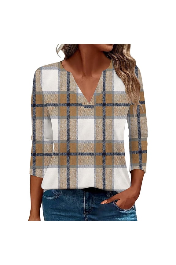 Women Fall Clothes Trendy Cute Tops Trendy 3/4 Sleeve Shirts Pack V Neck Cropped Sweatshirts With Hood