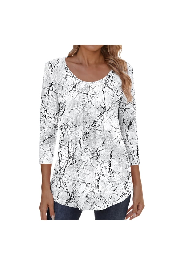 Women Fall Clothes Trendy Fall Tops 2025 Trendy Tunic Shirts Dressy 3/4 Sleeve Shirts Petite Oversized Sweatshirt Vintage