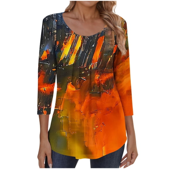 Women Fall Clothes Trendy Tank Tops Casual Fall Dressy 3/4 Sleeve Shirts Plus Size Striped Sweatshirt Pink