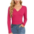 thumbnail image 1 of Women Fall Clothes Trendy Tank Tops Cotton Loose Vneck 3/4 Sleeve Shirts Cropped Sweatshirts Plus Size, 1 of 4