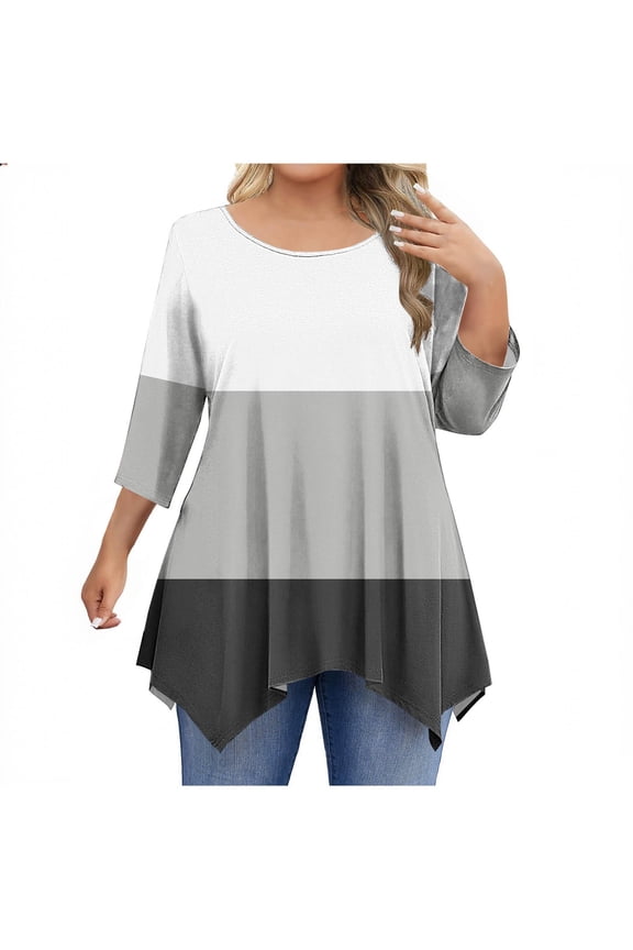 Women Fall Clothes Trendy Tube Tops Cotton Stretchy Dressy 3/4 Sleeve Shirts Plus Size Crop Sweatshirts Trendy