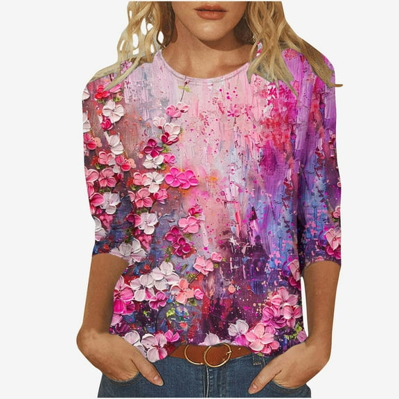 Women Fall Clothes Trendy Tube Tops Fall Crop Graphic 3/4 Sleeve Shirts Vintage Oversized Sweatshirts Graphic