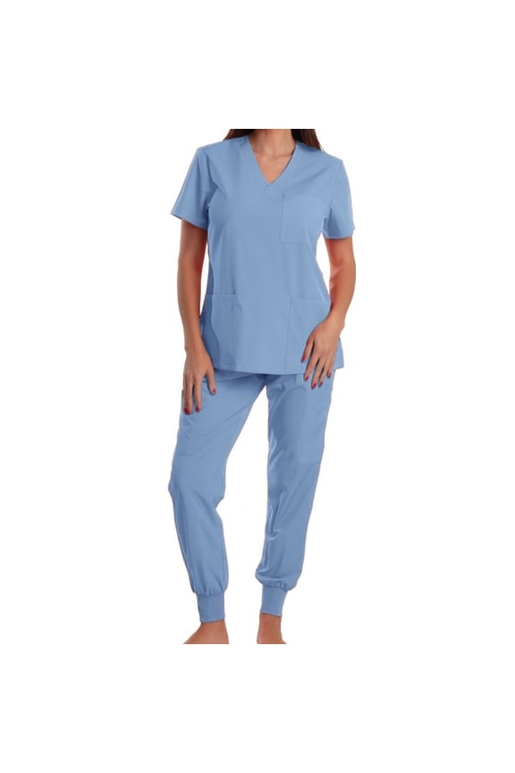 Women Fall Clothes Two Piece Outfits for Women Casual Womens Solid Color Short Sleeve Top and Trousers Office Wear Two Piece Set for Work My Items