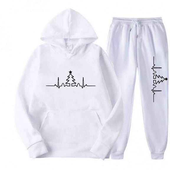 Women Fall Clothes Two Piece Sets for Women Women's Christmas Design Hooded Sweatshirt and Easy Sweatpants Sweatsuit Set for Cold Weather My Items
