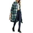 thumbnail image 1 of Women Fall Flannel Plaid Long Sleeves Jacket Oversized Button Down Long Shirt Jacket Green XXXL, 1 of 9