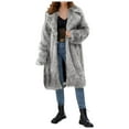 thumbnail image 1 of Women Fall Jacket Fashion Fuax Lapel Overcoat Fluffy Furry Winter Warm Thicken Outwears Coat, 1 of 7