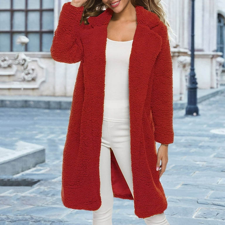 Women Fall Jacket Ladies Fashion Solid Color Long Sleeve Mid Length Lamb Velvet Coat Wool Coats For Women Plus Size Winter Coats For Women Walmart