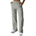 thumbnail image 1 of Women Fall Pants Cotton Fleece Wide Leg Loose Sweatpants with Pockets Elastic Waist Drawstring Sport Joggers (M, Gray), 1 of 4