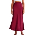 thumbnail image 1 of Women Fall Skirts Business Casual Clothes High Waisted Cocktail Party Wedding Guest Mermaid Maxi Skirt Wine Red XS, 1 of 9