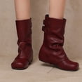thumbnail image 1 of Women Fall Slouchy Fold Over Tall Boots Motorcycle Hidden Zipper Fashion Platform Square Toe, 1 of 8