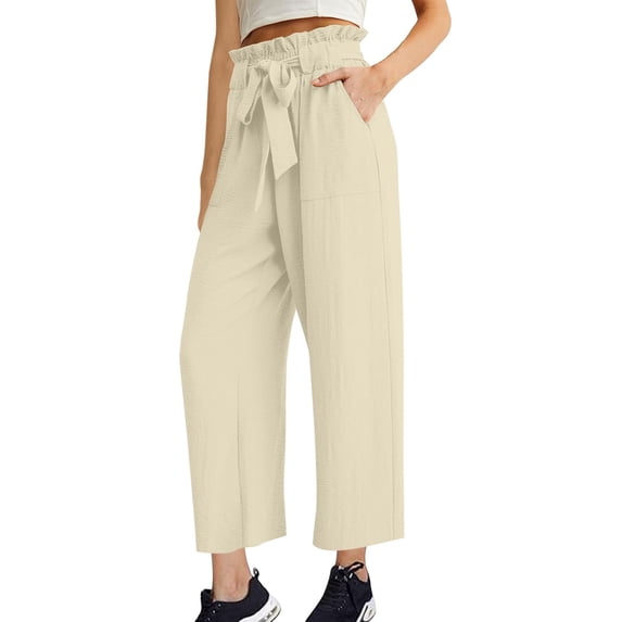 for Women Fall Summer Lace Spandex Loose Fit Lightweight Adjustable High Cut Tie Knot Straight Leg Basic Pants Ladies 2026 Clothing Fashion Country Concert Y2K