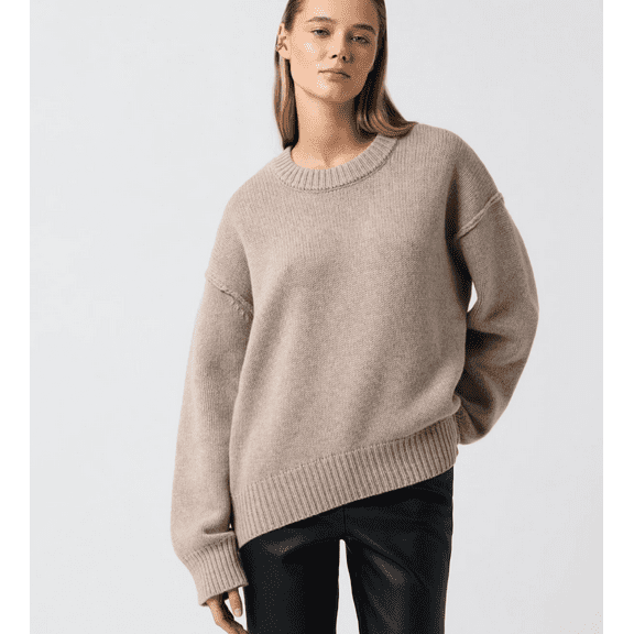 Women Fall Sweaters Casual Oversized Long Sleeve Pullover Sweater Crew Neck Jumpers Loose Fit Winter Clothes