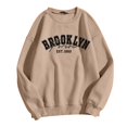thumbnail image 1 of Women Fall Sweatshirts Oversize Long Sleeve Crew Neck Drop Shoulder Letter Print Athletic Outfits Trendy Khaki, 1 of 5