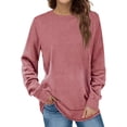 thumbnail image 1 of Women Fall Top Women's Round Neck Solid Color Pullover Sweatshirt for Spring Autumn Round Neck Pullover, 1 of 5
