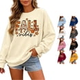 thumbnail image 1 of Women Fall Vibes Leaf Graphic Crewneck Sweatshirt Autumn Holiday Pullover Top, 1 of 4