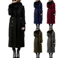 thumbnail image 1 of Women Fall Winter Double Breasted Pea Coat Long-Sleeve Notch Lapel Trench Coats Elegant Casual Mid Long Overcoat, 1 of 7