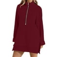 thumbnail image 1 of Women Fall Winter Half Zip Sweatshirt Casual Long Sleeve Side Split Sweatshirt Tunic Tops With Pockets, 1 of 6