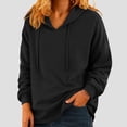 thumbnail image 1 of Women Fall Winter Hoodies Solid Color V-Neck Button Crop Workout Long Sleeve Sexy Hoodied Tops Pullover Blouse, 1 of 6
