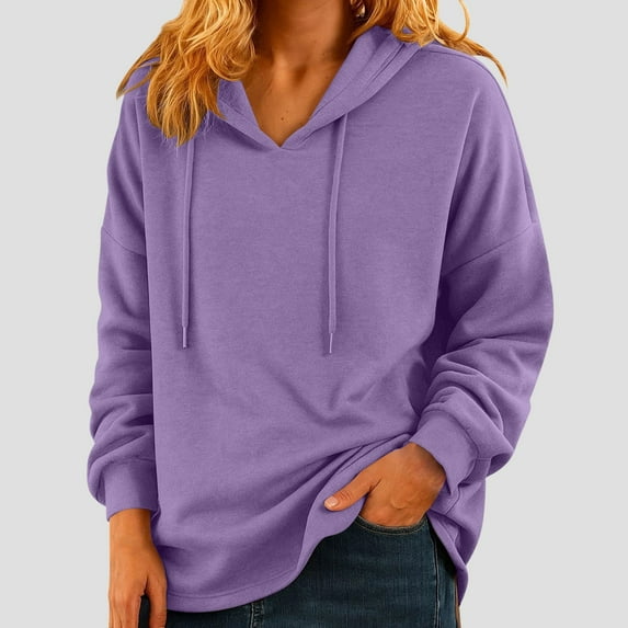 Women Fall Winter Hoodies Solid Color V-Neck Button Crop Workout Long Sleeve Sexy Hoodied Tops Pullover Blouse