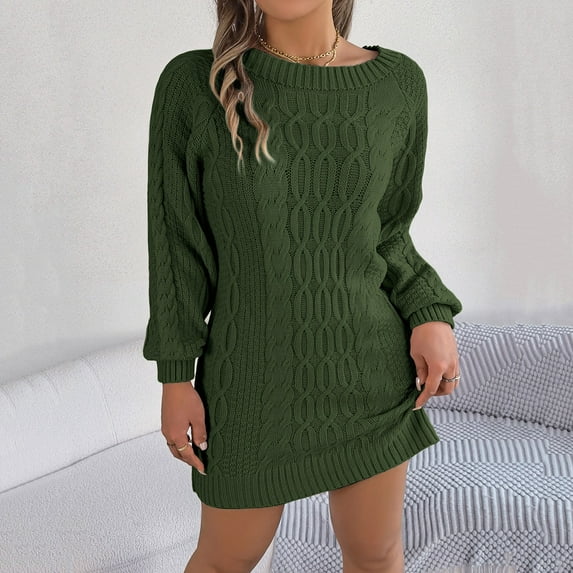 Women Fall And Winter Long Sleeve Oversized Knit Pullover Sweater Dresses Dress New Years Eve Short Dress with Long Sleeves V Neck Sweater Night Dress Long Sleeve Knit Long Dresses for Women Wrap