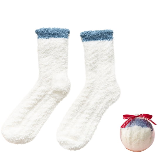 Women Fall Winter Lounge Socks Fluffy Fuzzy Plush Mid Calf Socks Non‑slip Grips Novelty Crazy Socks Soft Warm Slipper Socks for Xmas Holiday Home Sleeping Gift for Ladies
