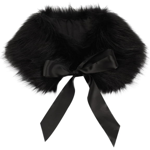 Women Fall Winter Warm Soft Faux Fur Collar Scarf Self Tie Warp Neck Warmer