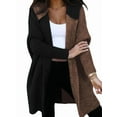 thumbnail image 1 of Women Fall and Winter Open Front Long Sleeve Hooded Knit Cardigan Color Block Outwear Coats Black & Coffee XL, 1 of 7