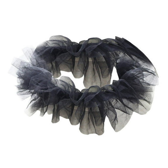 Women False Necklace Layered Detachable Stand Choker Tulle Ruffled Mesh Fake for black