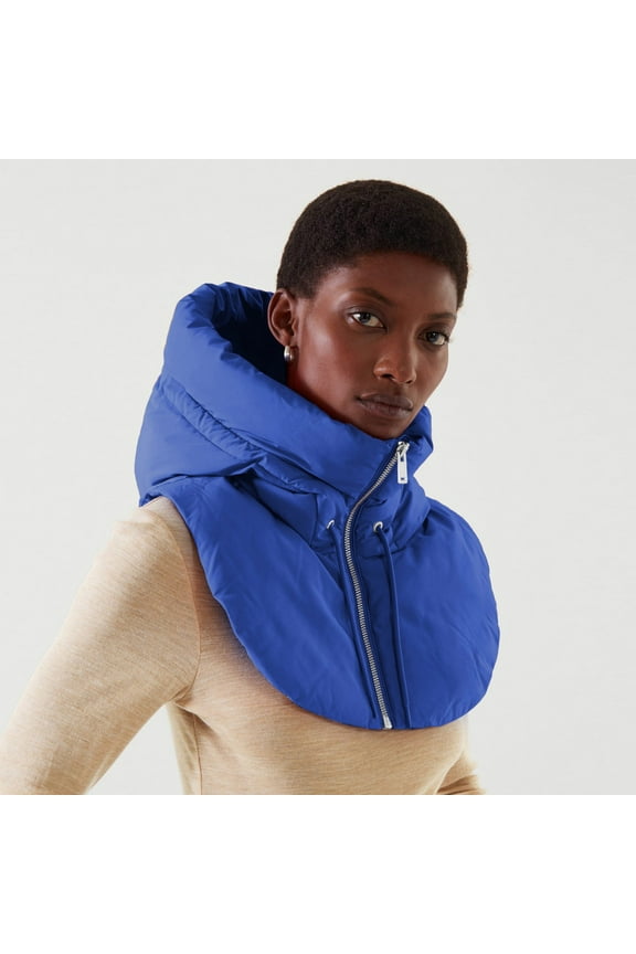 Women False Vest Sleeveless Zip Up False Hooded Collar Padded Gilet Lightweight Winter Detachable Half Vestcoat Colla Women Shirts Button up Undershirt Women Beaded Bib Top Half Turtleneck Women's