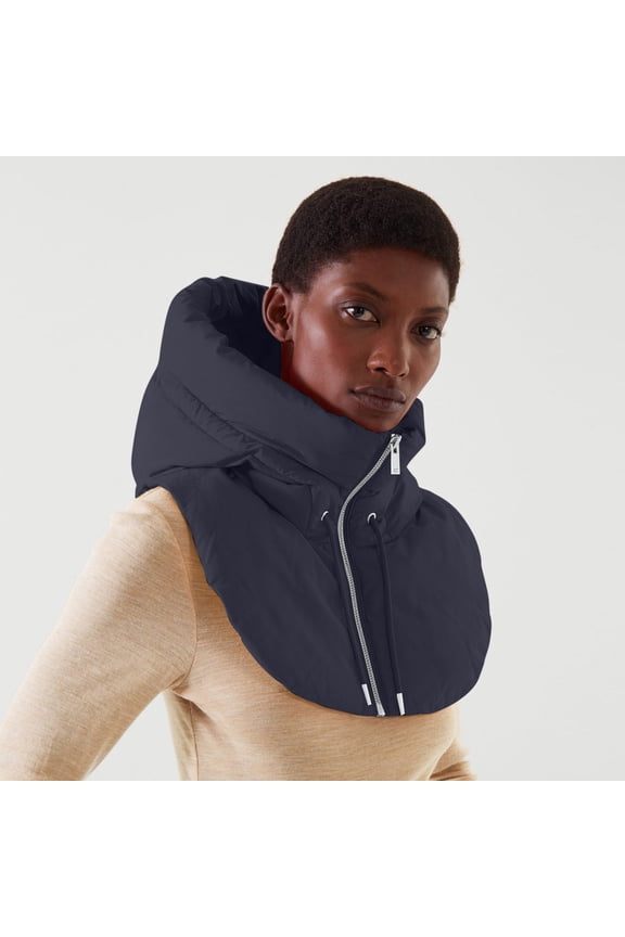 Women False Vest Sleeveless Zip Up False Hooded Collar Padded Gilet Lightweight Winter Detachable Half Vestcoat Shirt with Neck Choker Half Turtleneck Half Shirts Blouse Turtleneck Half N Colla Girls