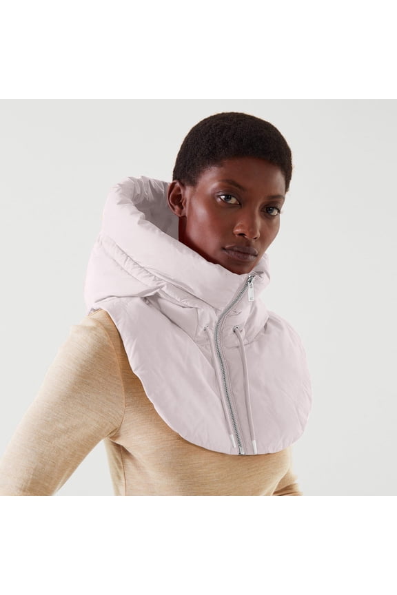 Women False Vest Sleeveless Zip Up False Hooded Collar Padded Gilet Lightweight Winter Detachable Half Vestcoat Shirt with Neck Choker Half Turtleneck Half Shirts Blouse Turtleneck Half N Colla Girls