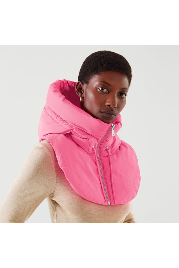 Women False Vest Sleeveless Zip Up False Hooded Collar Padded Gilet Lightweight Winter Detachable Half Vestcoat Womens Button down Blouse Pin under Blouse Turtleneck Women Colla Shirt Half Colla Shirt