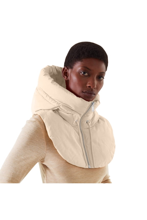 Women False Vest Sleeveless Zip Up Mock Collar Padded Gilet Lightweight Winter Detachable Half Vestcoat L/Xl Size Half Vestcoat