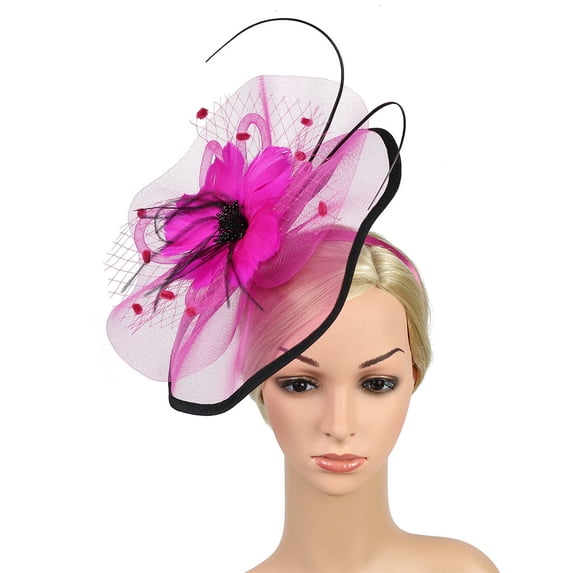Women Fascinators Hats Big Mesh Flower Fascinators with Headband and Clip Tea Party Headwear Church for Women Cocktail Tea Party Wedding Bridal Derby Hat for Women