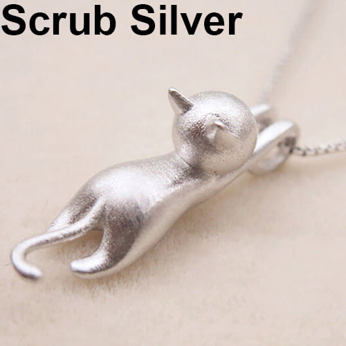 Women Fashion 925 Sterling Silver Chain Cat Pendant Necklace Jewelry Charm