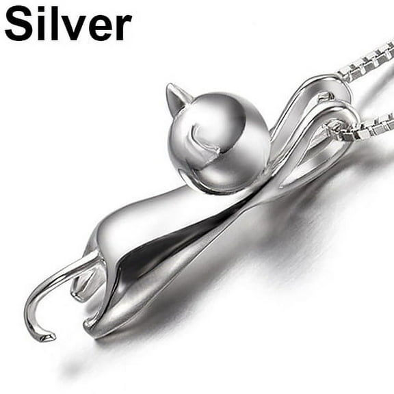 Women Fashion 925 Sterling Silver Chain Cat Pendant Necklace Jewelry Charm