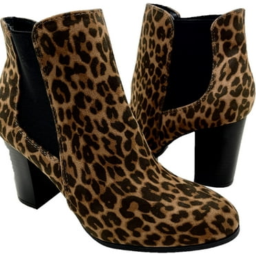 Women Fashion Ankle Boots, Leopard Print Ankle Boot Bootie, Everyday boots, Ladies Fashion Animal Printed Rainboots, Fall Printed Boots,