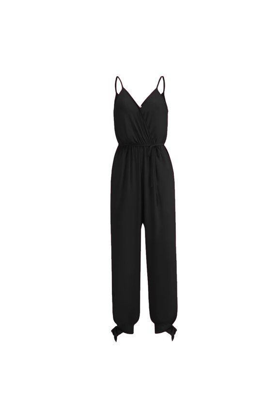 Women Fashion Backless V-Neck Sleeveless Playsuit Casual Printing Long Jumpsuit